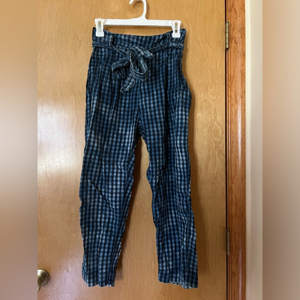 Anthropologie Belted Plaid Pants
